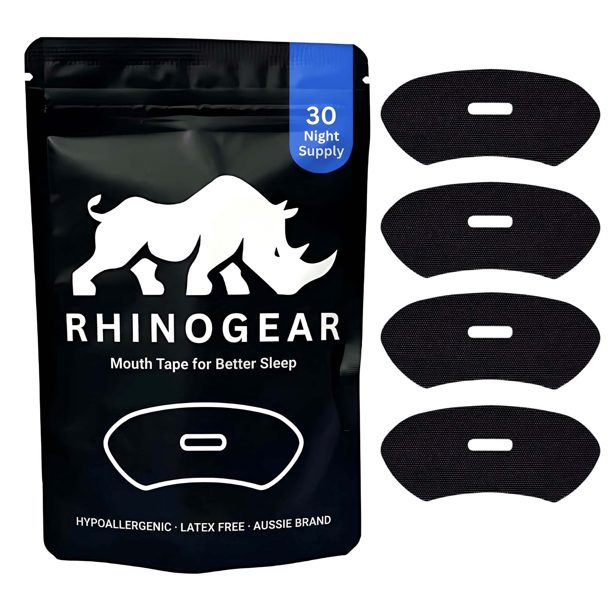 Mouth Tape for Sleeping - Gentle Nasal Breathing Strips for Snoring & Performance | 30 Pack | RhinoGear - RHINOGEAR